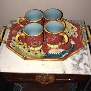Party/serving tray with matching mugs